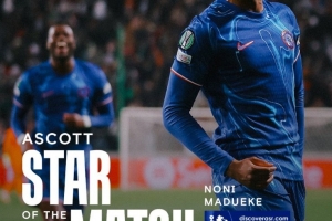 梅开二度，切尔西官方：马杜埃凯当选本轮欧协联队内最佳球员